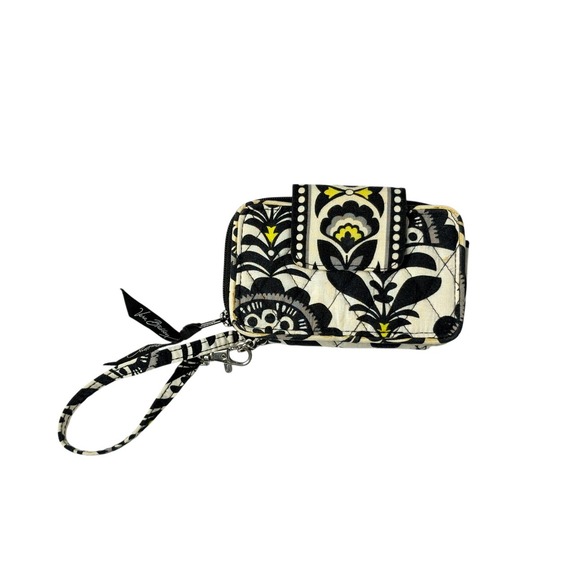 Vera Bradley "Baroque" Black White Floral Zip Around Wristlet Quilted - Picture 2 of 7